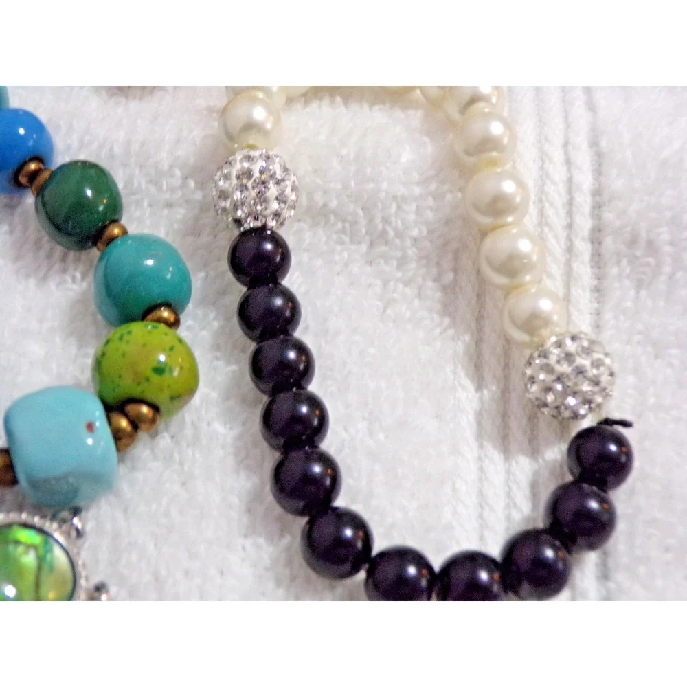 Set of 5 Stretchy Bracelets w/Stones and 2 Magnetic Therapy Bracelets 7